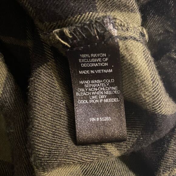 Grunge Deep V Plaid Long Sleeve Top Express XS - Picture 5 of 7